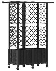 Vyvýšený záhon s treláží a střechou Černá 124 x 40 x 142 cm PP