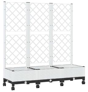 Zahradní truhlík s treláží a koly Bílá 120 x 40 x 131,5 cm PP