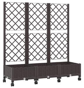 Zahradní truhlík s treláží a koly Hnědá 120 x 40 x 131,5 cm PP