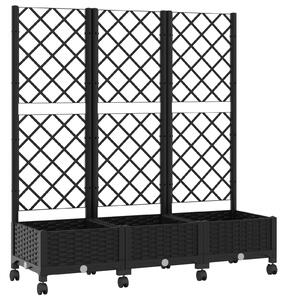 Zahradní truhlík s treláží a koly Černá 120 x 40 x 131,5 cm PP