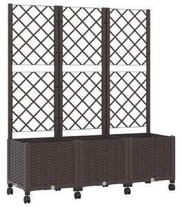Zahradní truhlík s treláží a koly Hnědá 120 x 40 x 146 cm PP