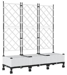 Zahradní truhlík s treláží a koly 3 ks Bílá 120 x 40 x 131,5 cm