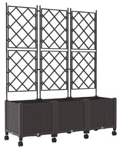 Zahradní truhlík s treláží a koly 3 ks Hnědá 120 x 40 x 149 cm