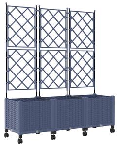 Zahradní truhlík s treláží a koly 3 ks Šedá 120 x 40 x 149 cm
