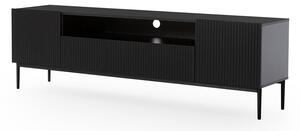 TV stolek Nicole 200 cm s výklenkem - černý mat / černé nožky