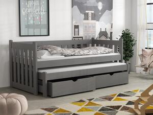 Dětská postel s přistýlkou Krzyš, Grafit, 80x180