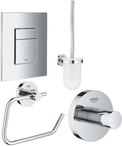 Sada splachovací tlačítko Grohe Skate 38732000, záchodová štětka Grohe Essentials 40374001, 40689001, 40364001