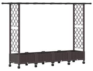 Vyvýšený záhon s treláží a střechou Hnědá 203 x 40 x 127 cm PP