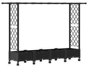 Vyvýšený záhon s treláží a střechou Černá 203 x 40 x 127 cm PP