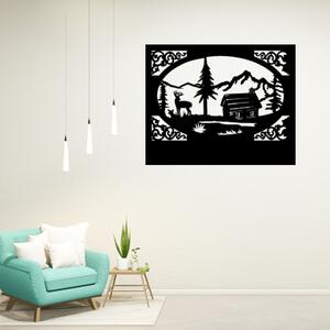 Obraz - chaloupka s jelenem Velikost rámu: 36x29cm