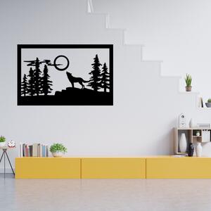 Obraz – vlk vyjící na měsíc Velikost rámu: 49x27cm