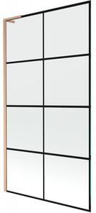 Mexen Next L, 1-křídlová vanová zástěna 100 x 150 cm, 6mm čiré sklo-černý vzor, ​​měděný profil, 895-100-000-03-77-65
