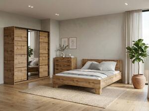 Ložnice NEJBY BARNABA PREMIUM 200K s postelí 160x200 cm s vyšším čelem, dub wotan