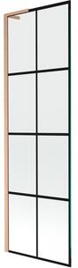 Mexen Next L, 1-křídlová vanová zástěna 60 x 150 cm, 6mm čiré sklo-černý vzor, ​​měděný profil, 895-060-000-03-77-65