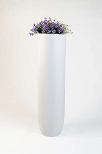Vysoký květináč SOLERIO, sklolaminát, výška 120 cm, bílý mat, outlet