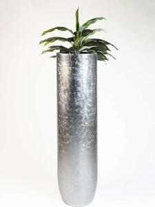 Luxusní květináč SOLERIO, sklolaminát, výška 120 cm, stříbrný lesk