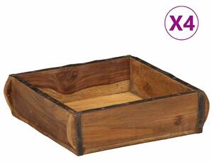 Podnos 4 pcs Hnědá 29 x 31 x 10 cm Masivní obnovované dřevo