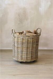 Koš na dřevo ARRIBA, ratan, průměr 50 x výška 50 cm, natur, s kolečky