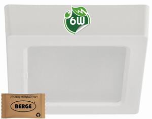 BERGE Čtvercový LED panel bílý - přisazený - 6W - PC - neutrální bílá