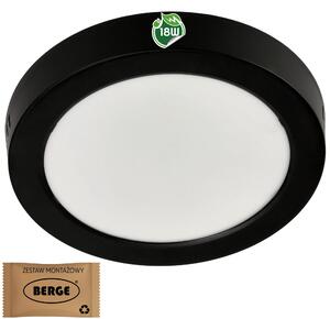 BERGE Kulatý LED panel přisazený - černý - 18W - PC - neutrální bílá