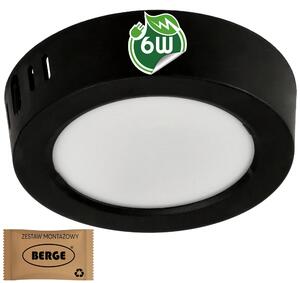 BERGE Kulatý LED panel černý - přisazený - 6W - PC - neutrální bílá