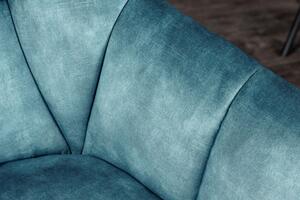 Modrá sametová otočná židle Papillon