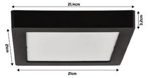 BERGE Čtvercový LED panel přisazený - černý - 18W - PC - neutrální bílá