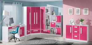 Casarredo Dětská postel GULLIWER 11, 90x200 s úložným prostorem, výběr barev | Vyberte si barvu úchytu:: dom-uch-červená,barva: dom-růžová-lesk
