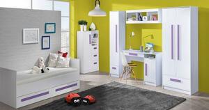 Casarredo Dětská postel GULLIWER 11, 90x200 s úložným prostorem, výběr barev | barva: dom-popel-lesk,Vyberte si barvu úchytu:: dom-uch-fialová