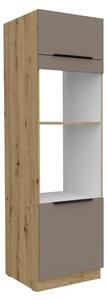 Kondela Skříňka na vestavnou troubu a mikrovlnnou troubu Frisbo 60 DPM-210 2F - sandgrau / dub artisan