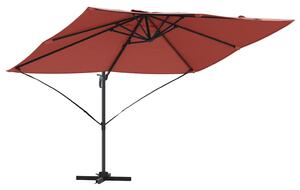 Slunečník Cihlová 351 x 250 x 260 cm Polyester a hliník