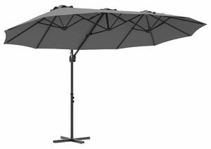 Slunečník Antracit 372 x 198 x 243 cm Polyester a hliník