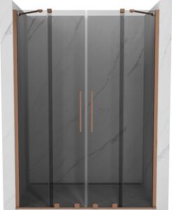 Mexen Velar Duo, posuvné sprchové dveře do otvoru 140 cm, 8mm šedé sklo, měděná matná, 871-140-000-42-65