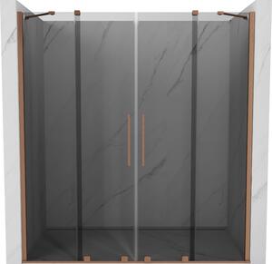 Mexen Velar Duo, posuvné sprchové dveře do otvoru 170 cm, 8mm šedé sklo, měděná matná, 871-170-000-42-65