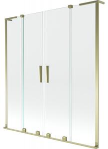Mexen Velar L Duo, 2-křídlová posuvná vanová zástěna 140 x 150 cm, 8mm čiré sklo, zlatá lesklá, 896-140-003-02-50