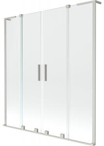 Mexen Velar L Duo, 2-křídlová posuvná vanová zástěna 140 x 150 cm, 8mm čiré sklo, broušená ocel, 896-140-003-02-97