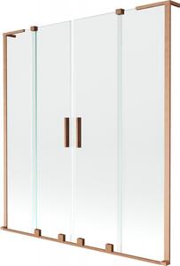 Mexen Velar L Duo, 2-křídlová posuvná vanová zástěna 140 x 150 cm, 8mm čiré sklo, měděná matná, 896-140-003-02-65
