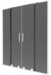 Mexen Velar L Duo, 2-křídlová posuvná vanová zástěna 140 x 150 cm, 8mm šedé sklo, bílá matná, 896-140-003-42-20