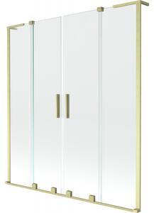 Mexen Velar L Duo, 2-křídlová posuvná vanová zástěna 140 x 150 cm, 8mm čiré sklo, zlatá matná, 896-140-003-02-55