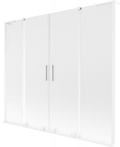 Mexen Velar L Duo, 2-křídlová posuvná vanová zástěna 170 x 150 cm, 8mm sklo námraza, bílá matná, 896-170-003-32-20