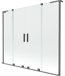 Mexen Velar L Duo, 2-křídlová posuvná vanová zástěna 180 x 150 cm, 8mm čiré sklo, grafitová, 896-180-003-02-95