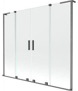 Mexen Velar L Duo, 2-křídlová posuvná vanová zástěna 170 x 150 cm, 8mm čiré sklo, broušený grafit, 896-170-003-02-66