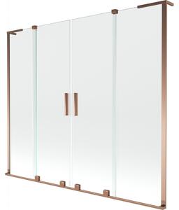 Mexen Velar L Duo, 2-křídlová posuvná vanová zástěna 170 x 150 cm, 8mm čiré sklo, růžové zlato, 896-170-003-02-60