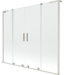 Mexen Velar L Duo, 2-křídlová posuvná vanová zástěna 180 x 150 cm, 8mm čiré sklo, broušená ocel, 896-180-003-02-97