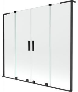 Mexen Velar L Duo, 2-křídlová posuvná vanová zástěna 170 x 150 cm, 8mm čiré sklo, černá matná, 896-170-003-02-70
