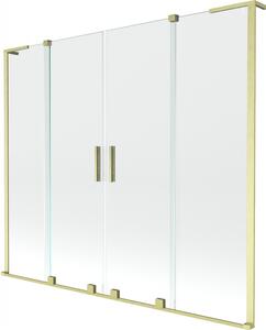 Mexen Velar L Duo, 2-křídlová posuvná vanová zástěna 170 x 150 cm, 8mm čiré sklo, zlatá matná, 896-170-003-02-55