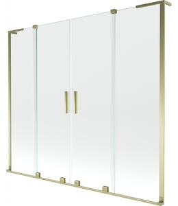 Mexen Velar L Duo, 2-křídlová posuvná vanová zástěna 170 x 150 cm, 8mm čiré sklo, zlatá lesklá, 896-170-003-02-50