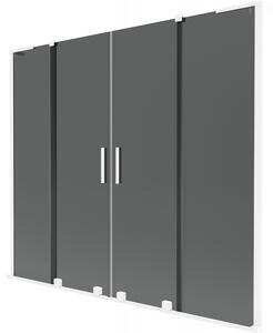 Mexen Velar L Duo, 2-křídlová posuvná vanová zástěna 170 x 150 cm, 8mm šedé sklo, bílá matná, 896-170-003-42-20