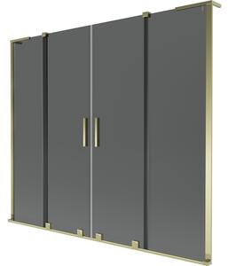 Mexen Velar L Duo, 2-křídlová posuvná vanová zástěna 170 x 150 cm, 8mm šedé sklo, zlatá lesklá, 896-170-003-42-50