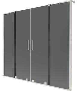 Mexen Velar L Duo, 2-křídlová posuvná vanová zástěna 170 x 150 cm, 8mm šedé sklo, broušená ocel, 896-170-003-42-97